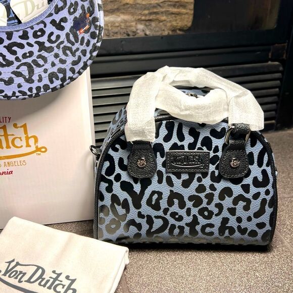 NWT Von Dutch RARE-HTF Blueberry Leopard Bag Snapback Hat w/Box-Dust bag - Picture 5 of 11